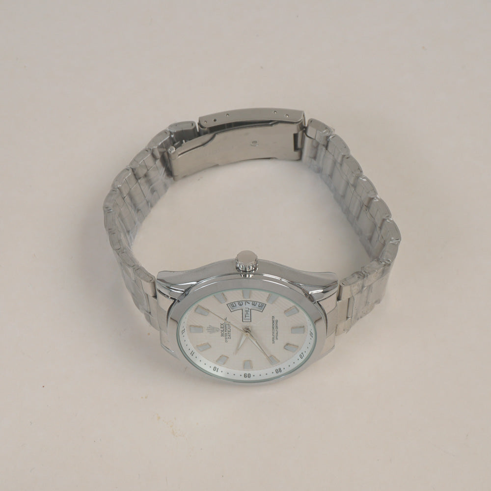 Man's Wrist Watch Silver White