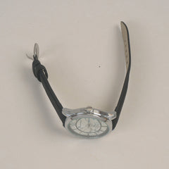 Man's Wrist Watch Silver White with Black Straps