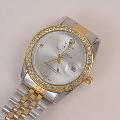 Two Tone Woman Silver Chain Wrist Watch Golden Silver