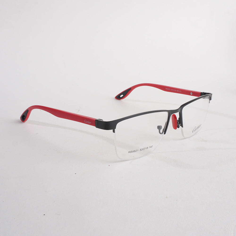 Black & Red Metal Optical Frame For Men & Women