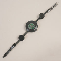 Women's Stylish Pipe Black Chain Watch Green Dial