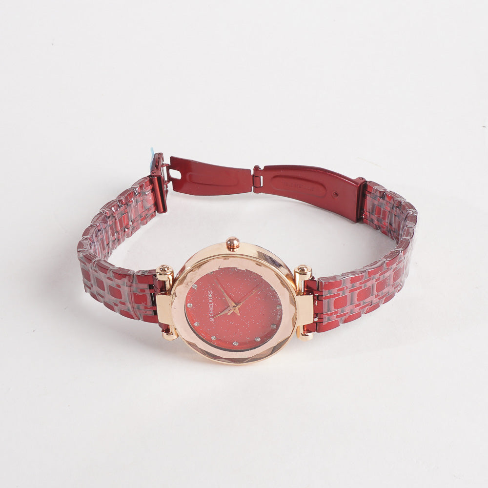 Women Stylish Chain Wrist Watch Red