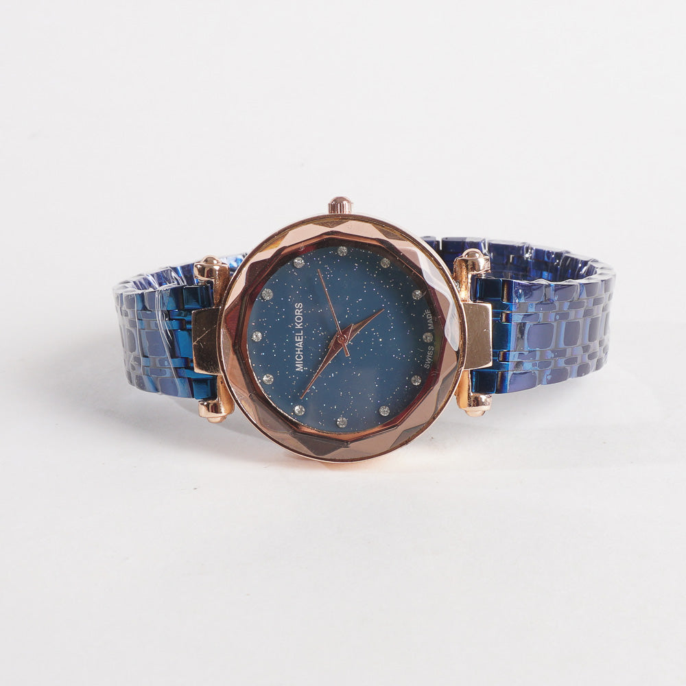 Women Stylish Chain Wrist Watch Blue MK