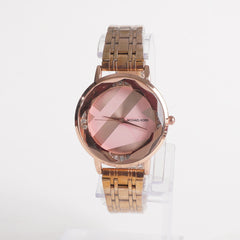 Women Stylish Chain Wrist Watch Rosegold With Pink Dial MK