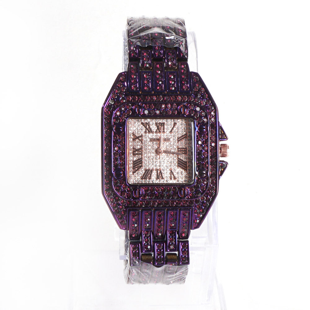 Women Stylish Chain Wrist Watch Purple