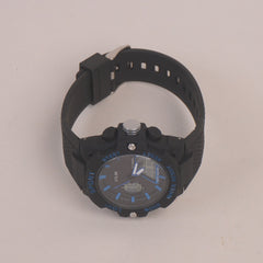 Black sports digital analogue watch for mans blue dial