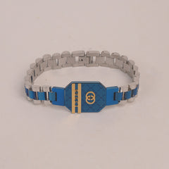 Two Tone Mens Blue Chain Bracelet