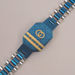 Two Tone Mens Blue Chain Bracelet