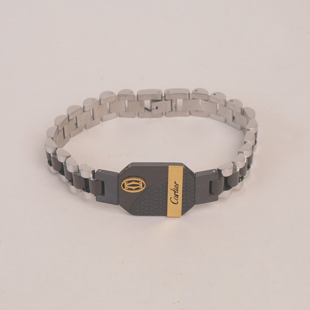 Two Tone Mens Black Chain Bracelet