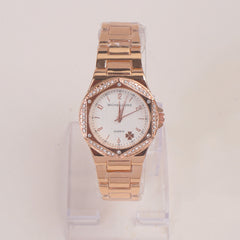 Women Chain Wrist Watch Rosegold White