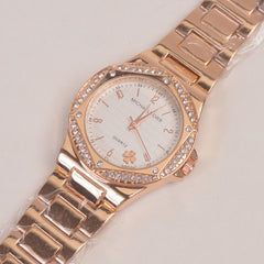 Women Chain Wrist Watch Rosegold White