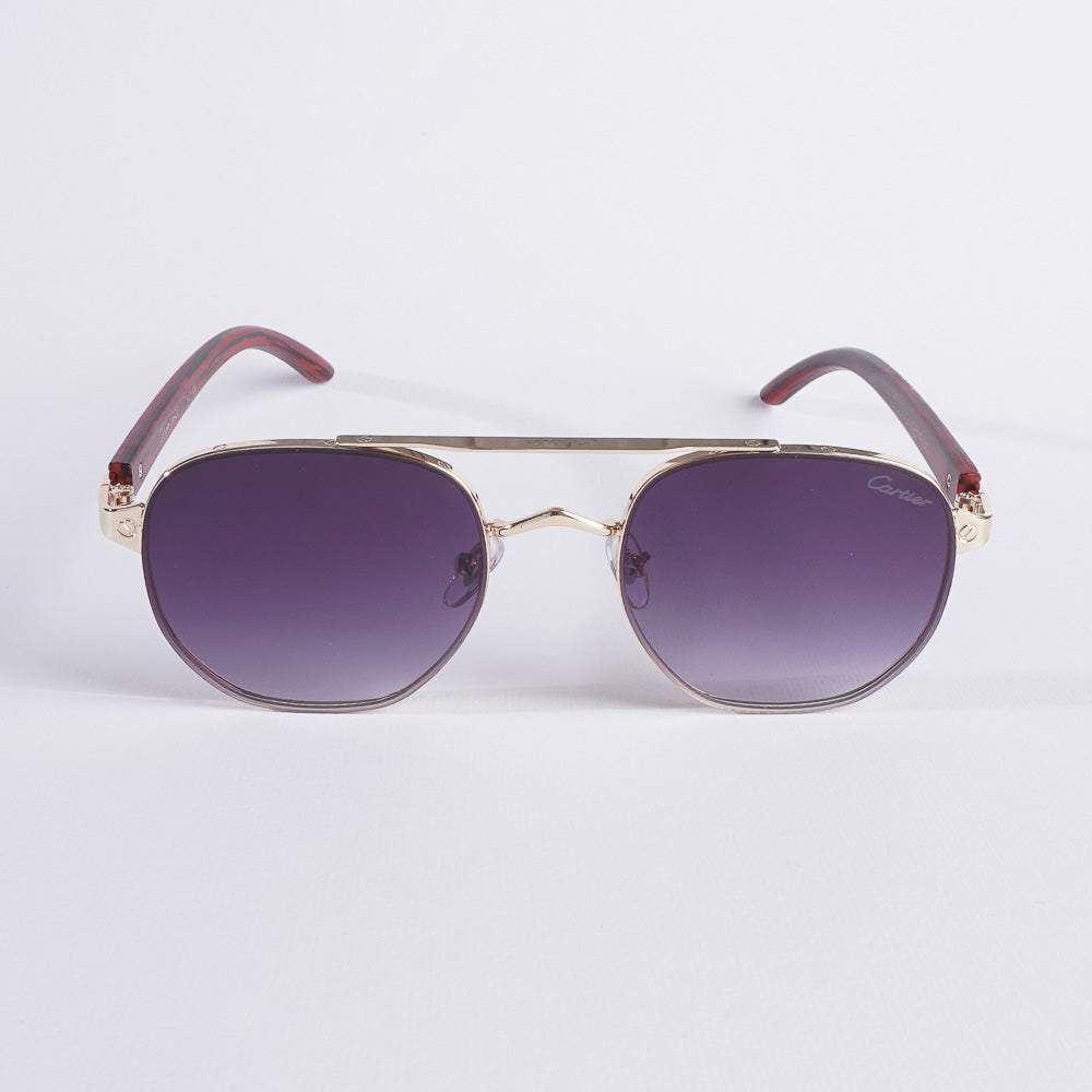 Golden Frame Sunglasses with Blue Shade