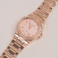 Women Chain Wrist Watch Rosegold Pink