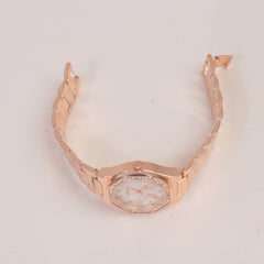 Women Chain Wrist Watch Rosegold White