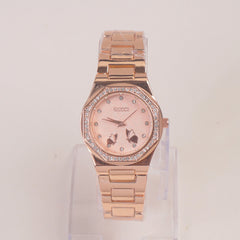 Women Chain Wrist Watch Rosegold Pink