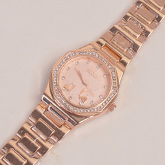 Women Chain Wrist Watch Rosegold Pink