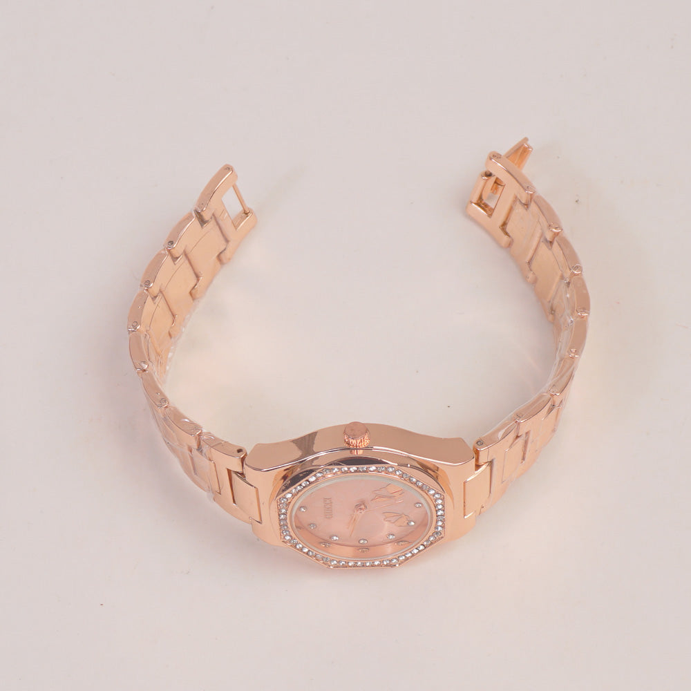 Women Chain Wrist Watch Rosegold Pink