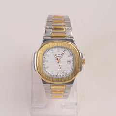 Two Tone Mans Chain Wrist Watch Phi.lip Path.k White Dial