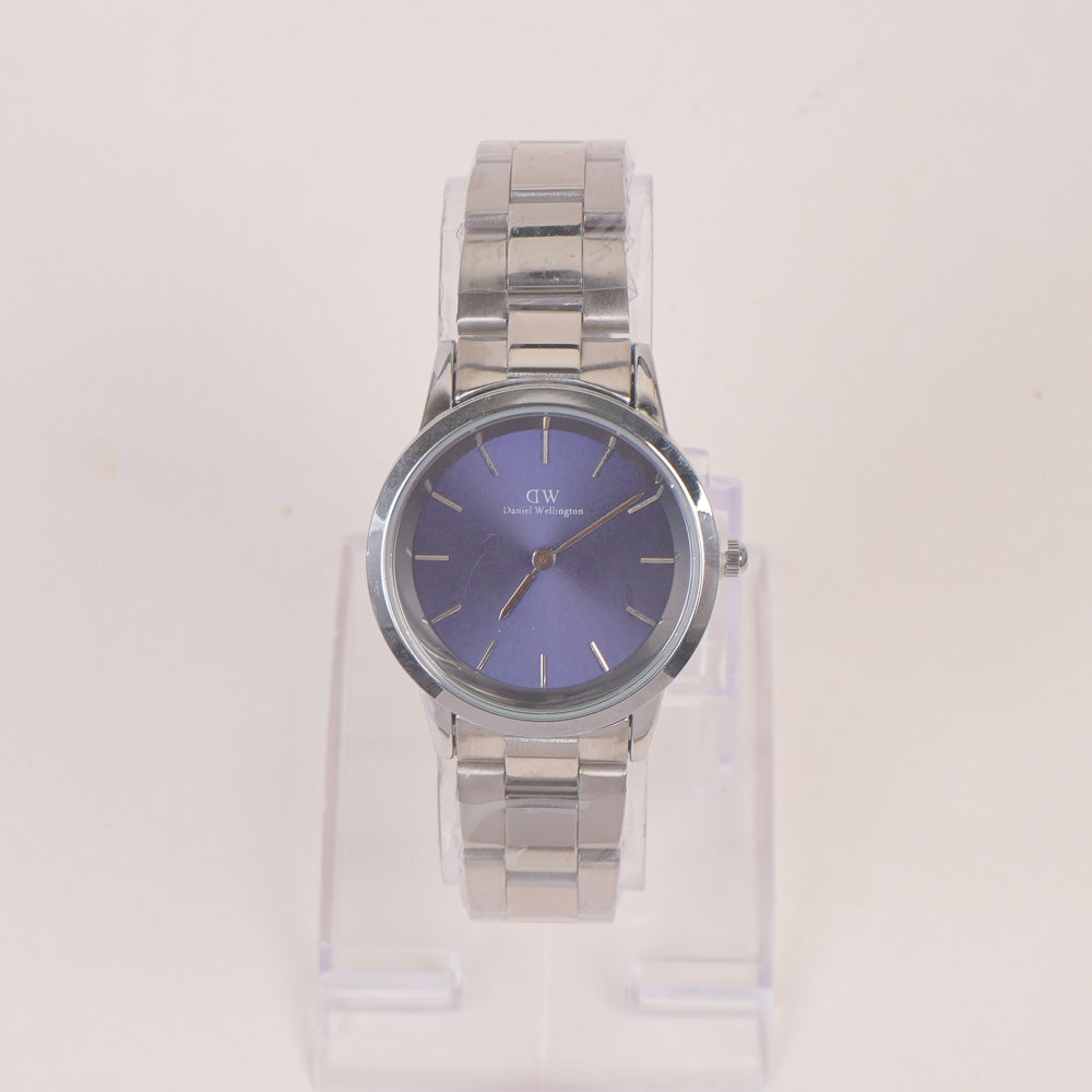 Woman Chain Wrist Watch Silver Blue