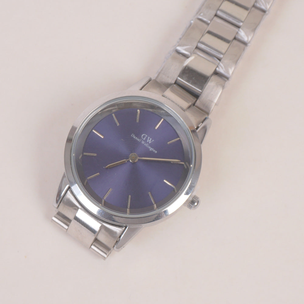 Woman Chain Wrist Watch Silver Blue