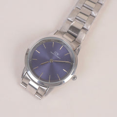 Woman Chain Wrist Watch Silver Blue