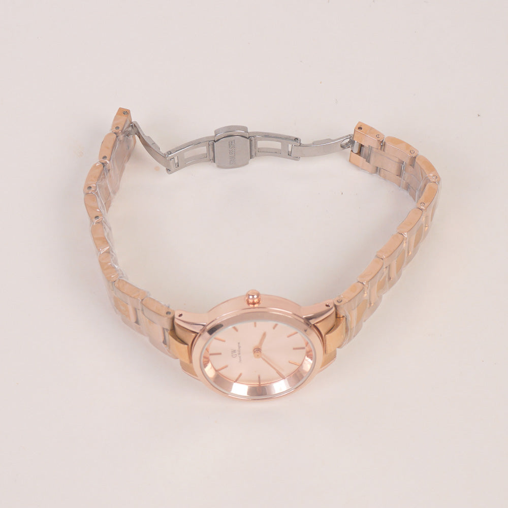 Woman Chain Wrist Watch Rosegold Dial