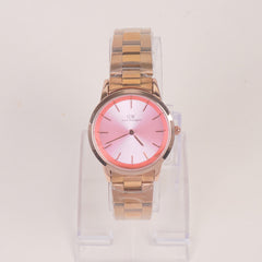 Woman Chain Wrist Watch Rosegold Dial Pink Dial