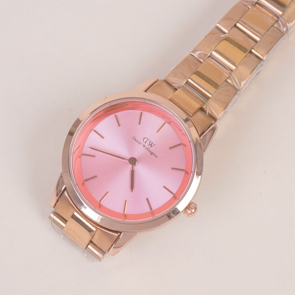 Woman Chain Wrist Watch Rosegold Dial Pink Dial