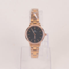 Woman Chain Wrist Watch Rosegold Black Dial