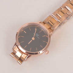 Woman Chain Wrist Watch Rosegold Black Dial