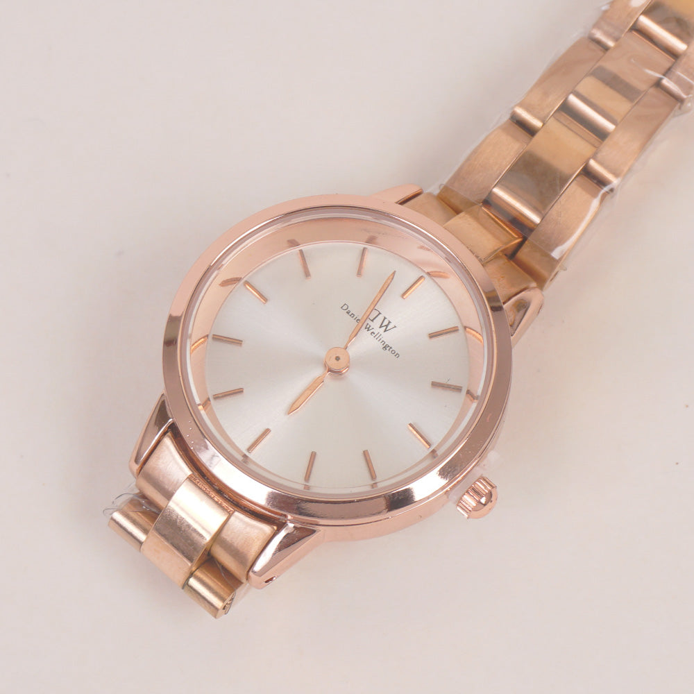 Woman Chain Wrist Watch Rosegold White Dial