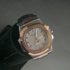 Man's Wrist Watch Rosegold with Black Straps