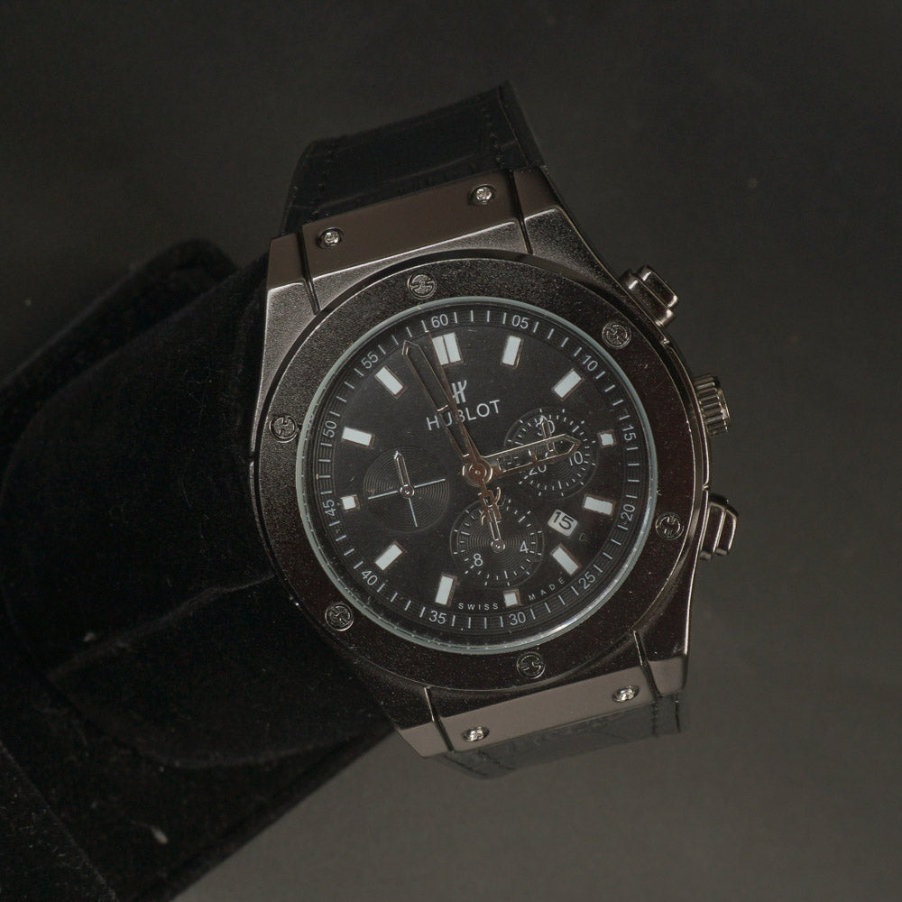 Man's Wrist Watch Black with Black Straps