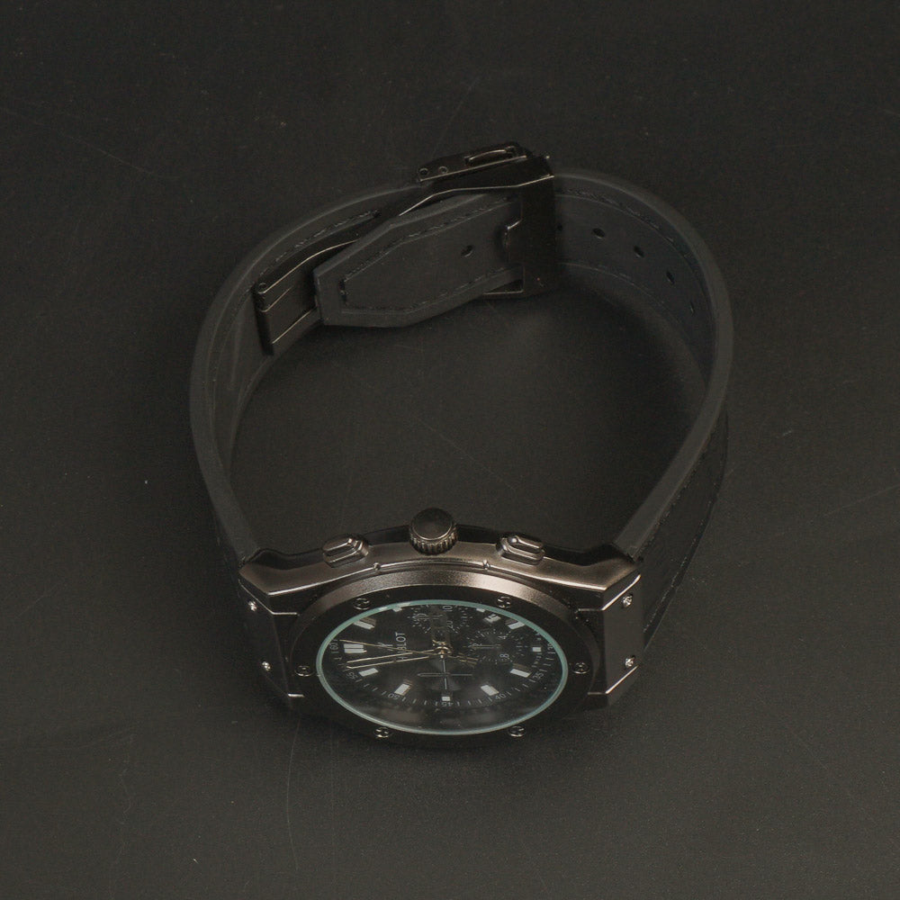 Man's Wrist Watch Black with Black Straps