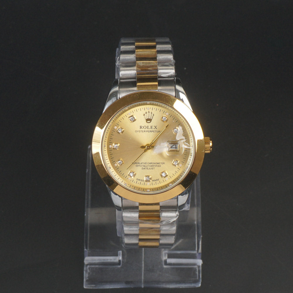 Two Tone Golden Chain Wrist Watch Golden Dial