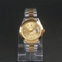 Two Tone Golden Chain Wrist Watch Golden Dial