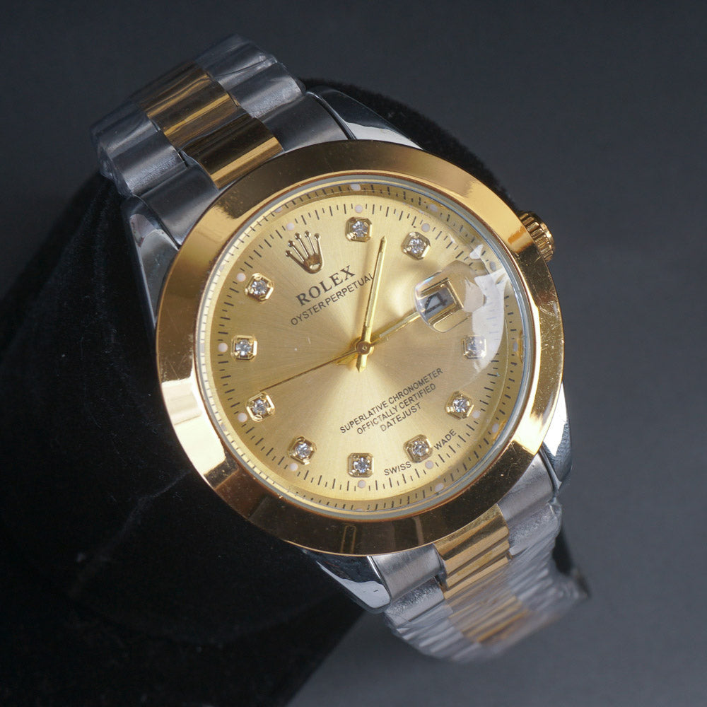 Two Tone Golden Chain Wrist Watch Golden Dial