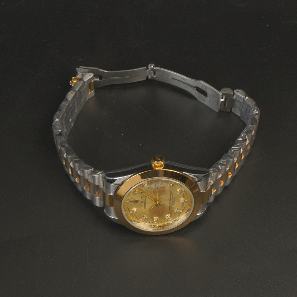 Two Tone Golden Chain Wrist Watch Golden Dial