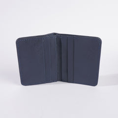 Genuine Leather Bifold Slim Credit Card Holder Blue