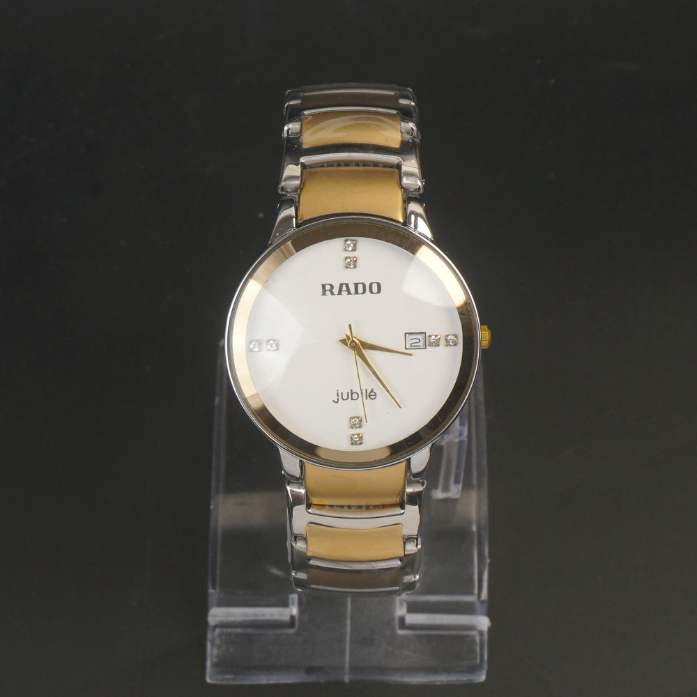 Two Tone Golden Chain Wrist Watch White Dial