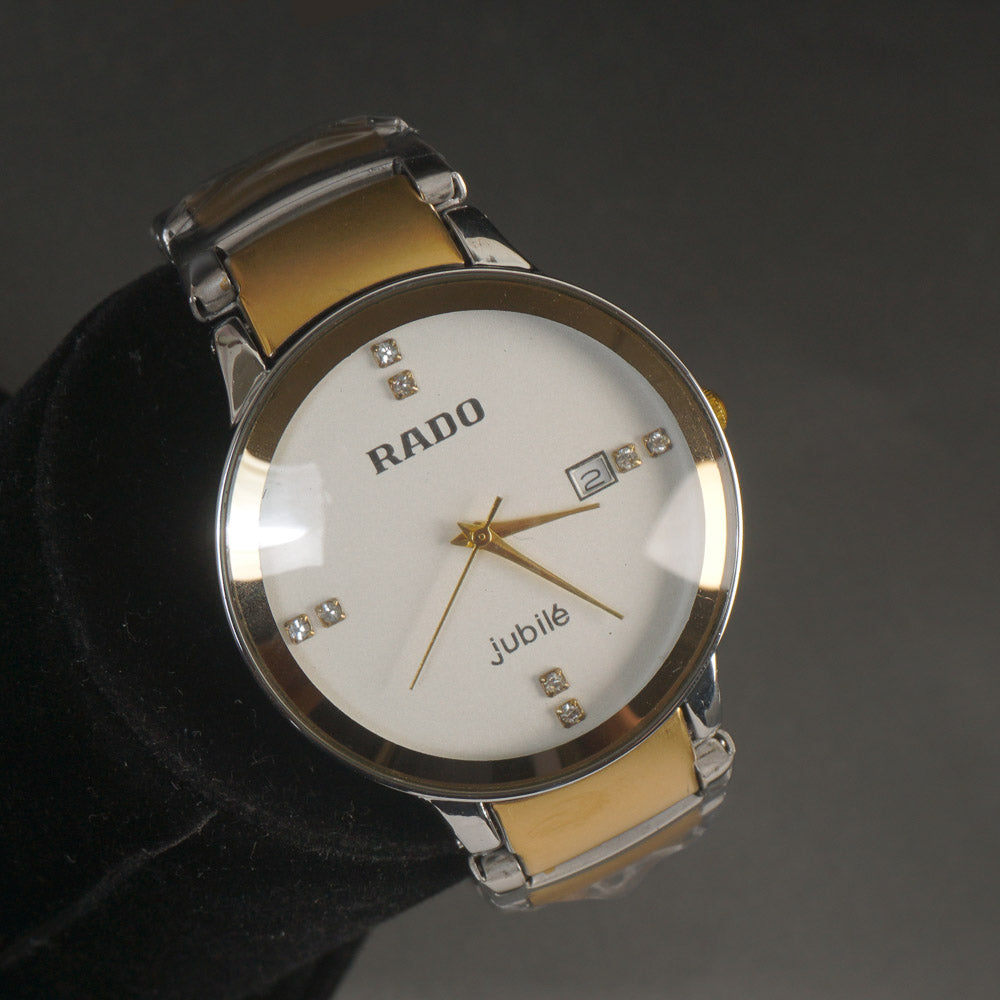 Two Tone Golden Chain Wrist Watch White Dial