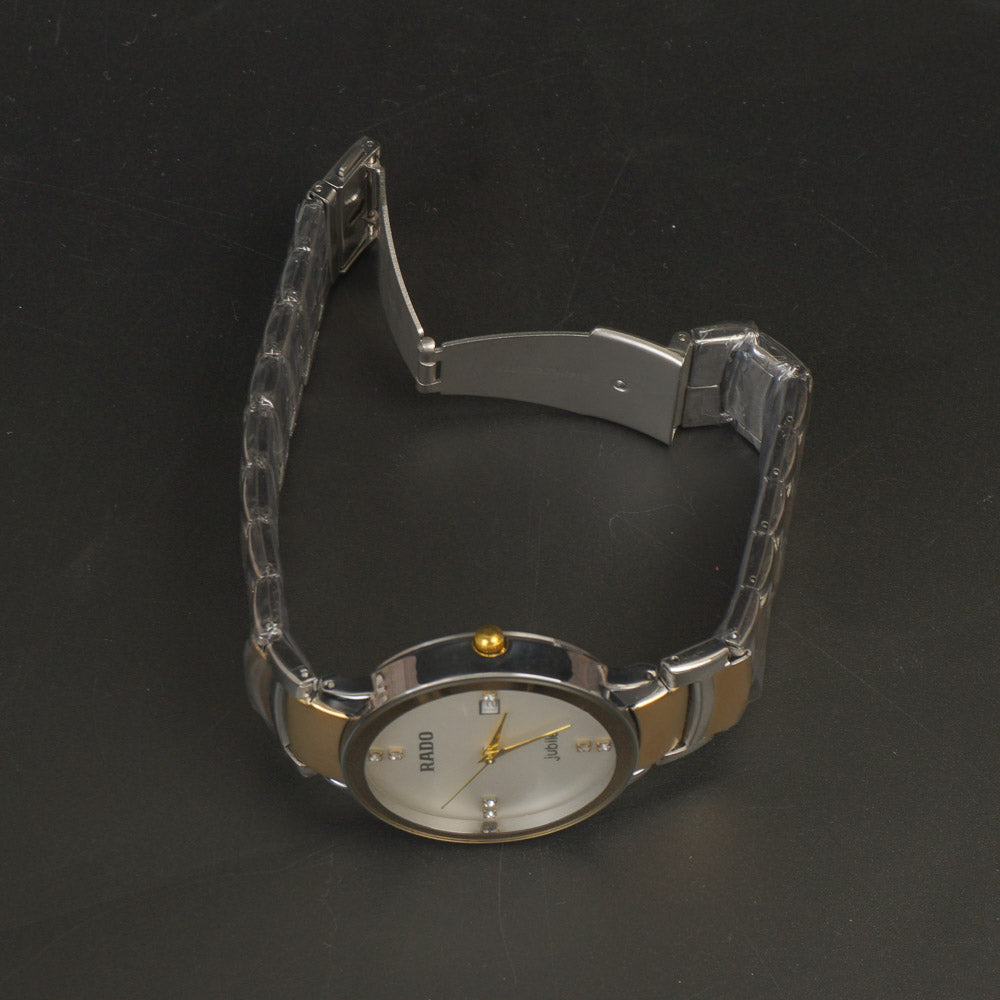 Two Tone Golden Chain Wrist Watch White Dial