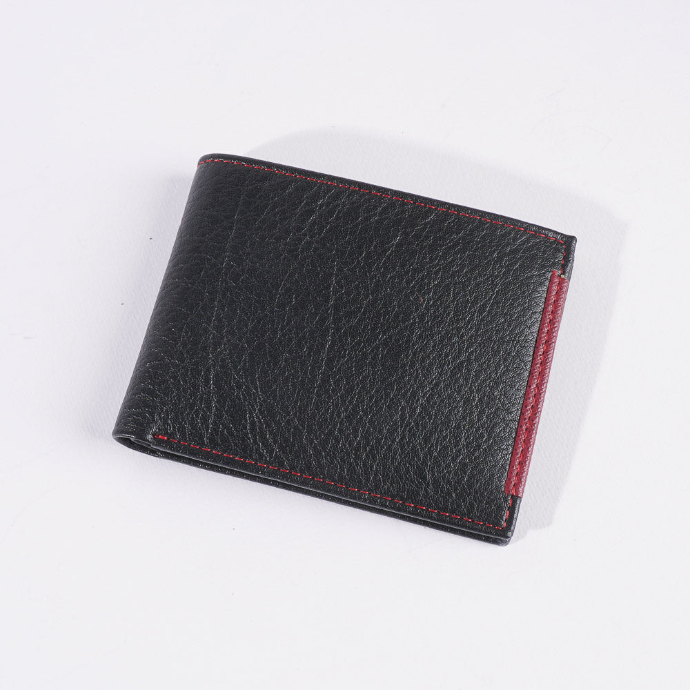 Genuine leather Wallet For Men Black Red