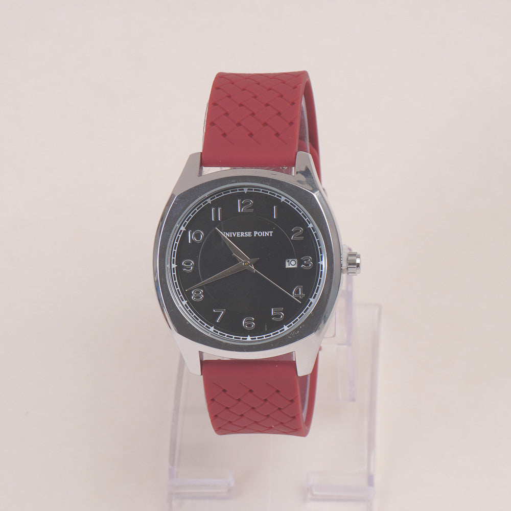 Man's Wrist Watch Silver with Red Straps