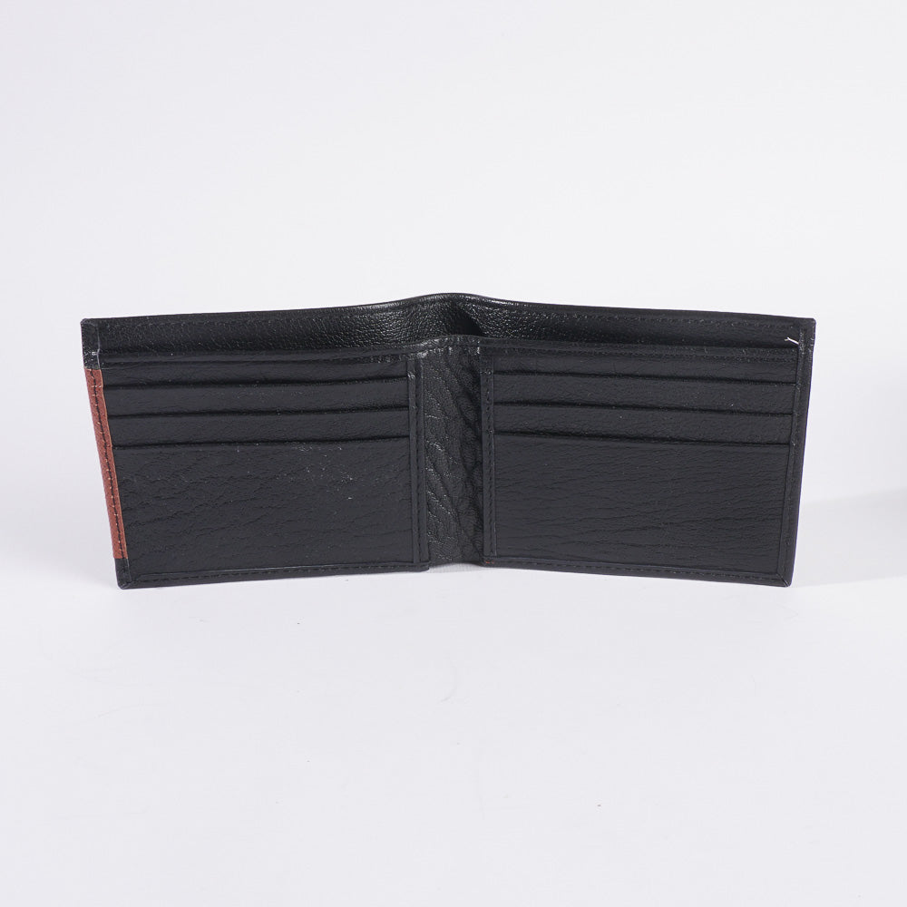 Genuine leather Wallet For Men Black Orange