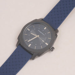 Man's Wrist Watch Black with Blue Straps