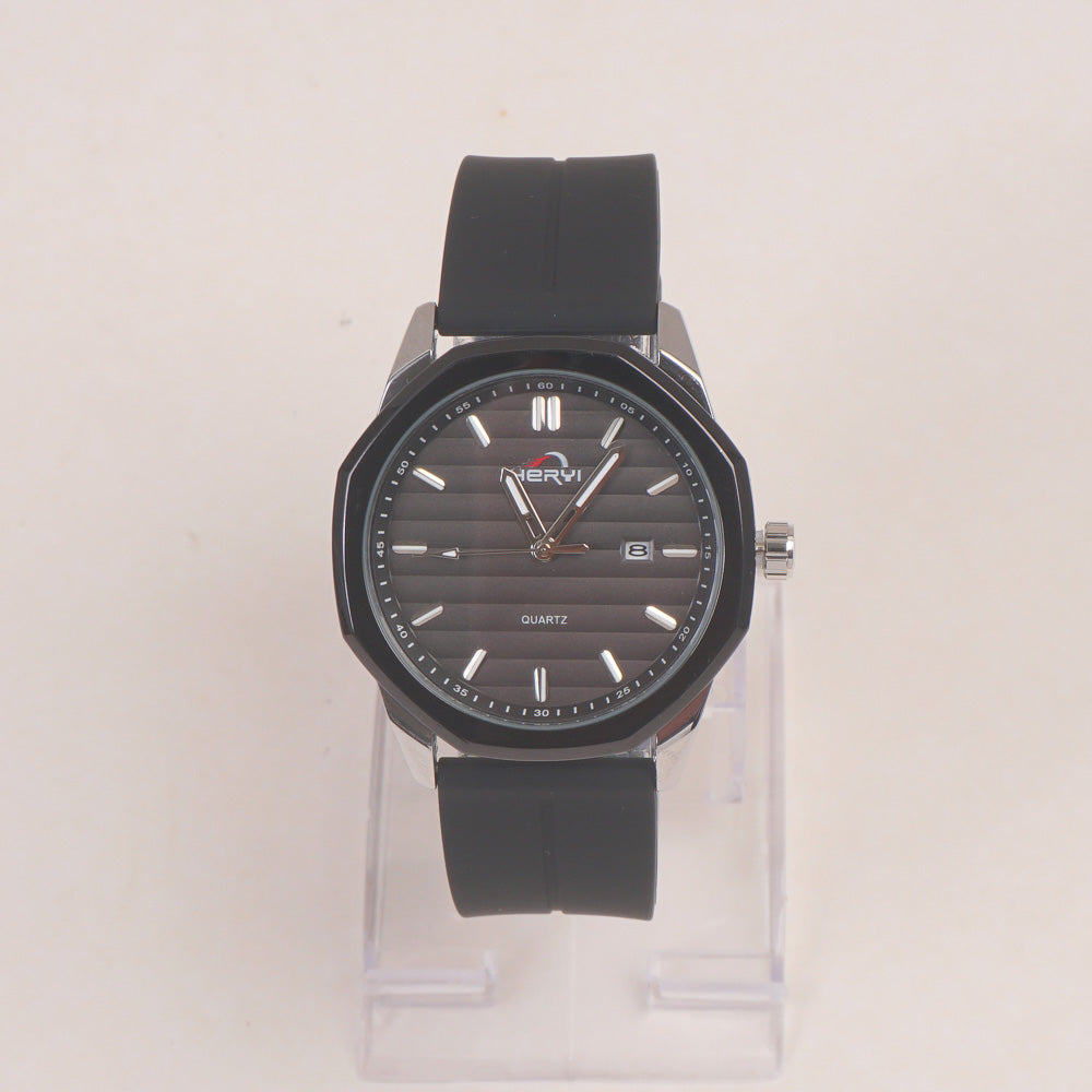 Man's Wrist Watch Black with Black Straps