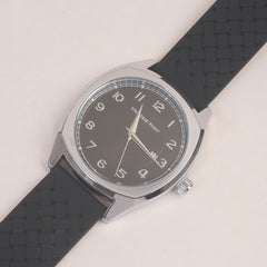 Man's Wrist Watch Silver with Black Straps