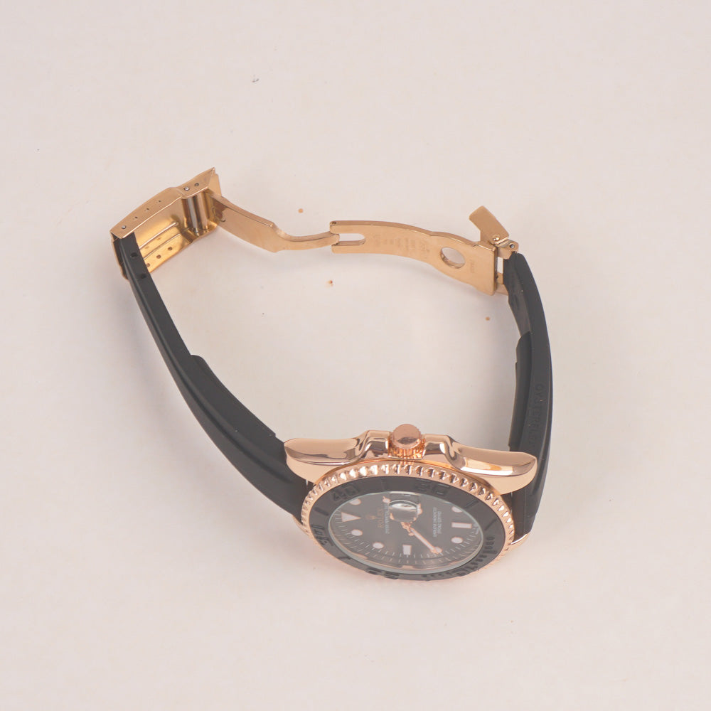 Man's Wrist Watch Rosegold with Black Straps