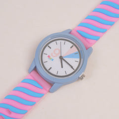 Kids Analogue Watch Cyan Pink